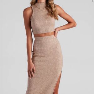 Knit Tan Two Piece Set